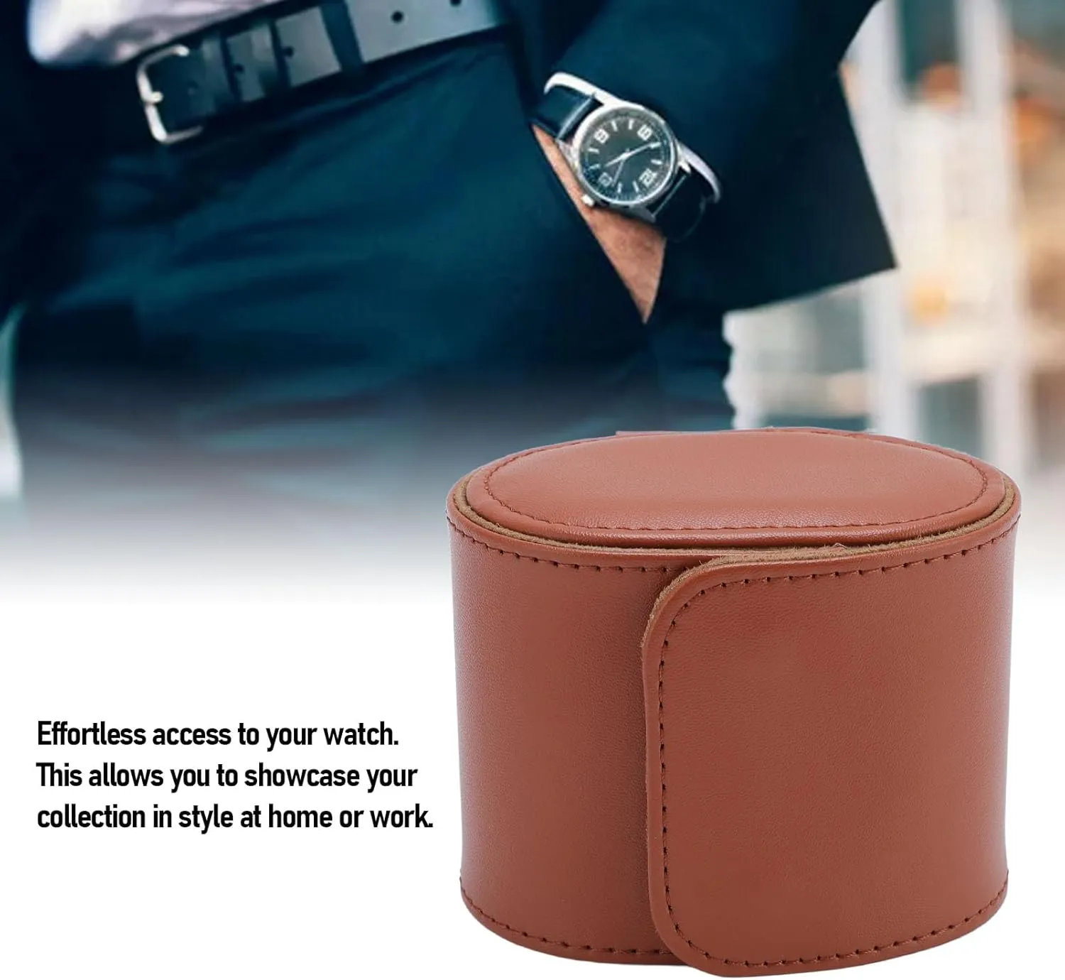 Mumusuki Watch Roll Travel Case for Men and Women, PU Leather Mechanical Watch Case Organizer Box with Soft Lining Secure Storage for Home Storage Travel Display (1 Slot)