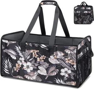 Muzale Extra Large Utility Tote Bag with Wire Frame Reusable Grocery Bags Foldable Heavy Duty Shopping Bags for Groceries Collapsible Totes with Handles for Carrying Heavy Loads Storage Car Trunk