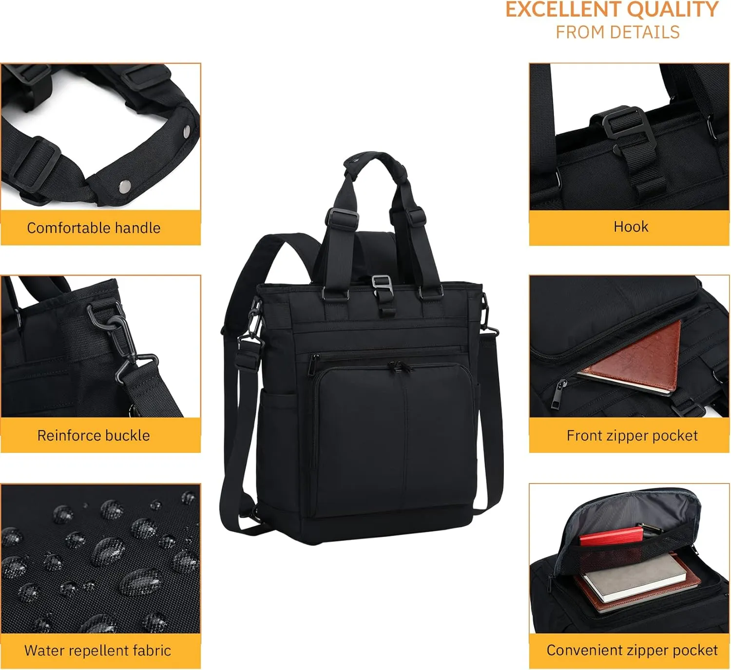 mygreen Tokyo Tote Messenger Backpack Convertible Tote Bag and Backpack, Fits 15.6" Laptop