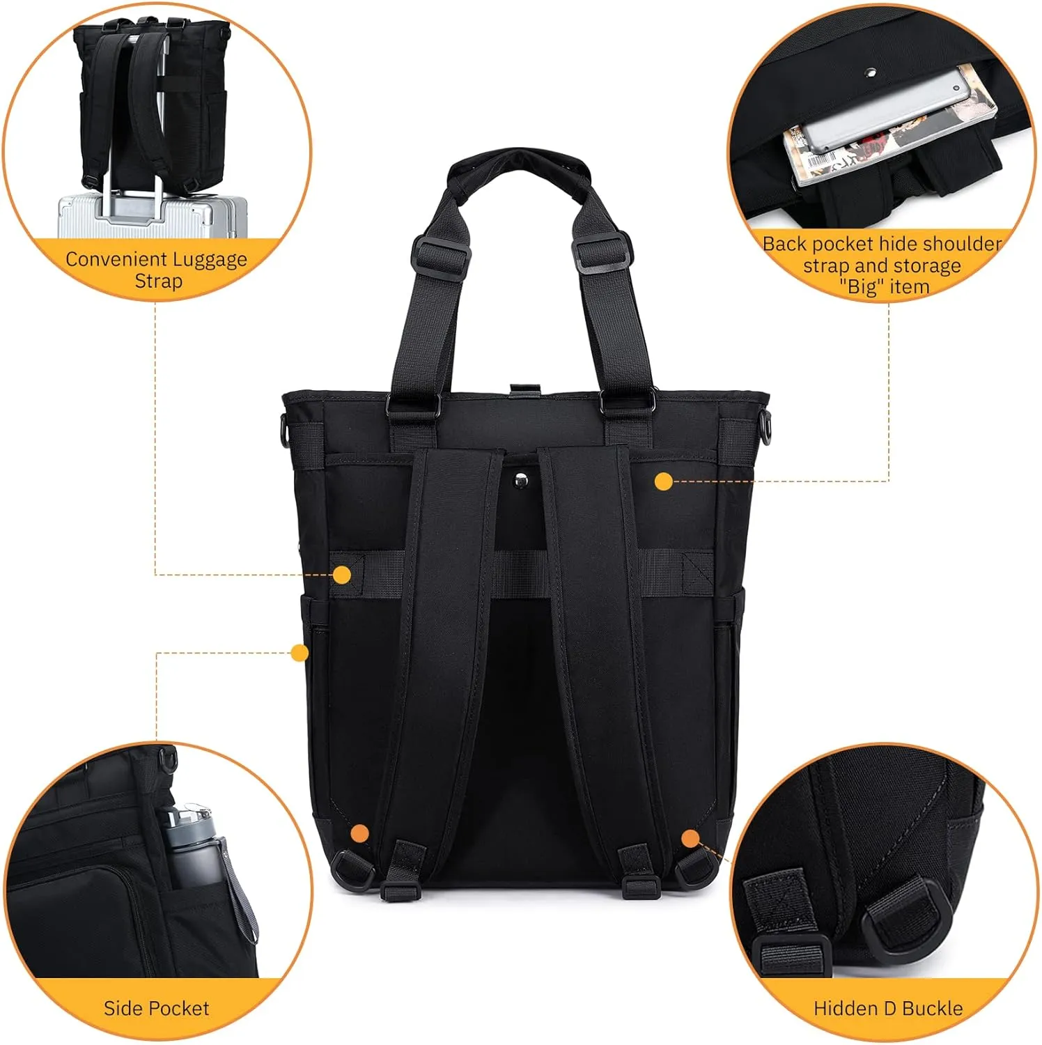 mygreen Tokyo Tote Messenger Backpack Convertible Tote Bag and Backpack, Fits 15.6" Laptop