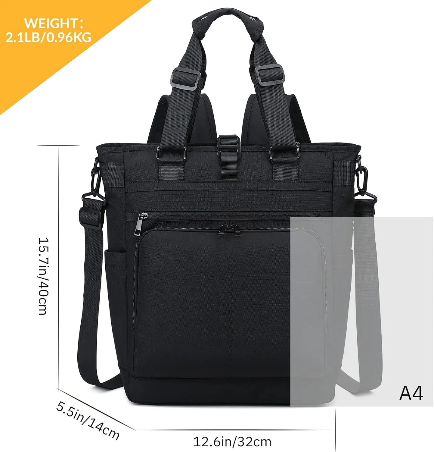 mygreen Tokyo Tote Messenger Backpack Convertible Tote Bag and Backpack, Fits 15.6" Laptop