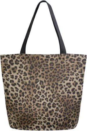 Naanle Animal Print Canvas Tote Bag Large Women Casual Shoulder Bag Handbag, Leopard Print Reusable Multipurpose Heavy Duty Shopping Grocery Cotton Bag for Outdoors.