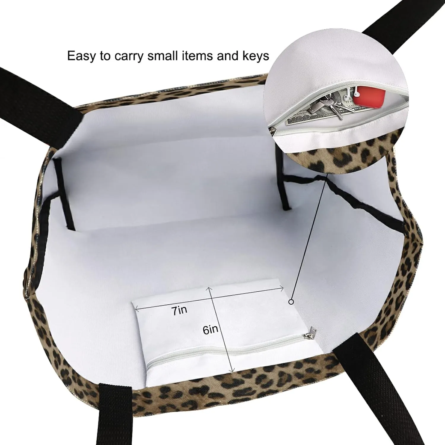 Naanle Animal Print Canvas Tote Bag Large Women Casual Shoulder Bag Handbag, Leopard Print Reusable Multipurpose Heavy Duty Shopping Grocery Cotton Bag for Outdoors.