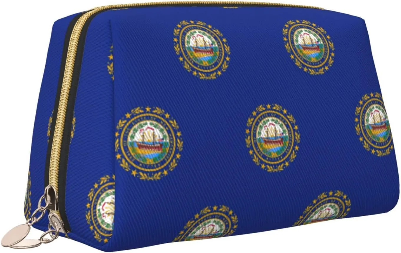 New Hampshire State Flag Toiletry Travel Bag, Portable Cosmetic Organizer For Women, On-The-Go