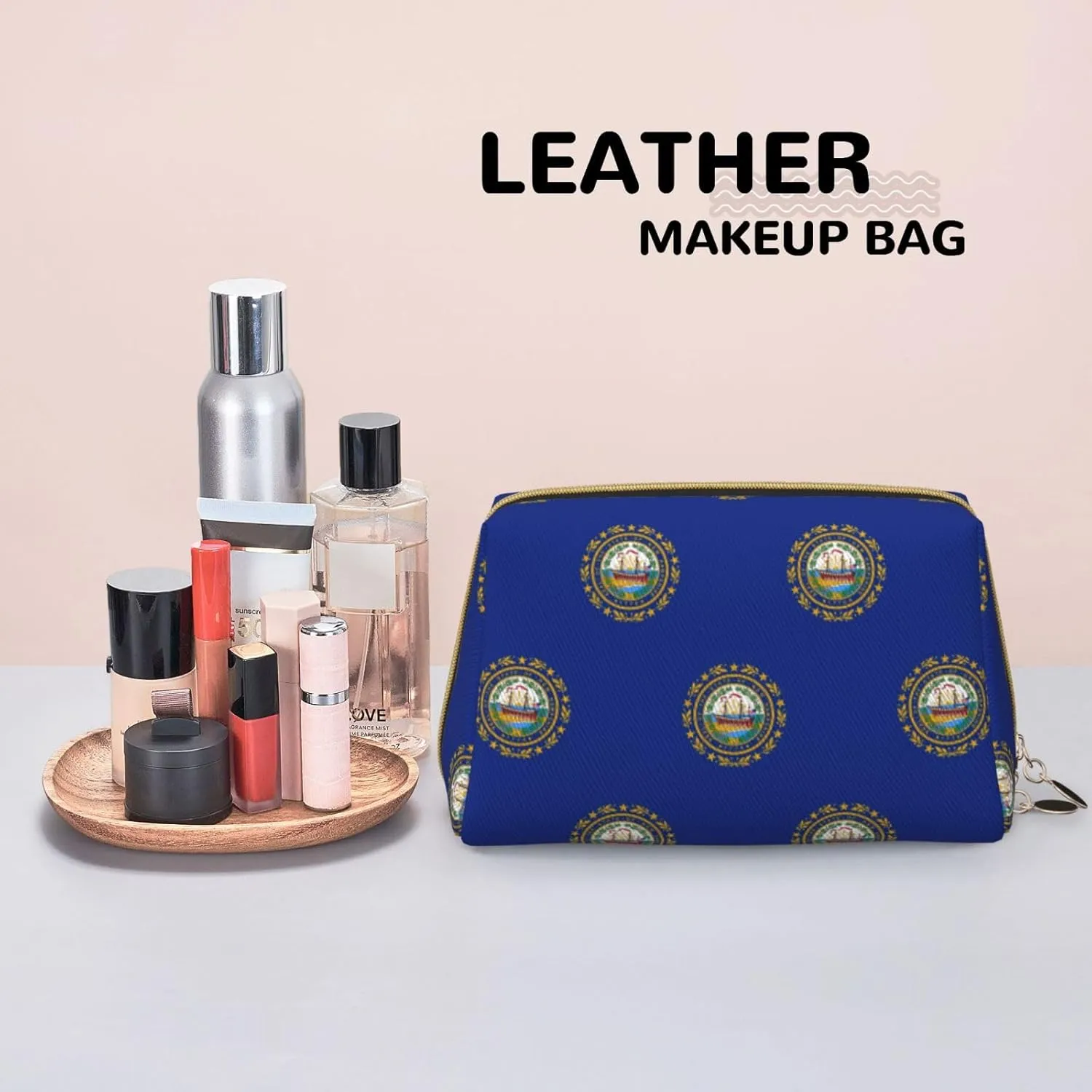 New Hampshire State Flag Toiletry Travel Bag, Portable Cosmetic Organizer For Women, On-The-Go