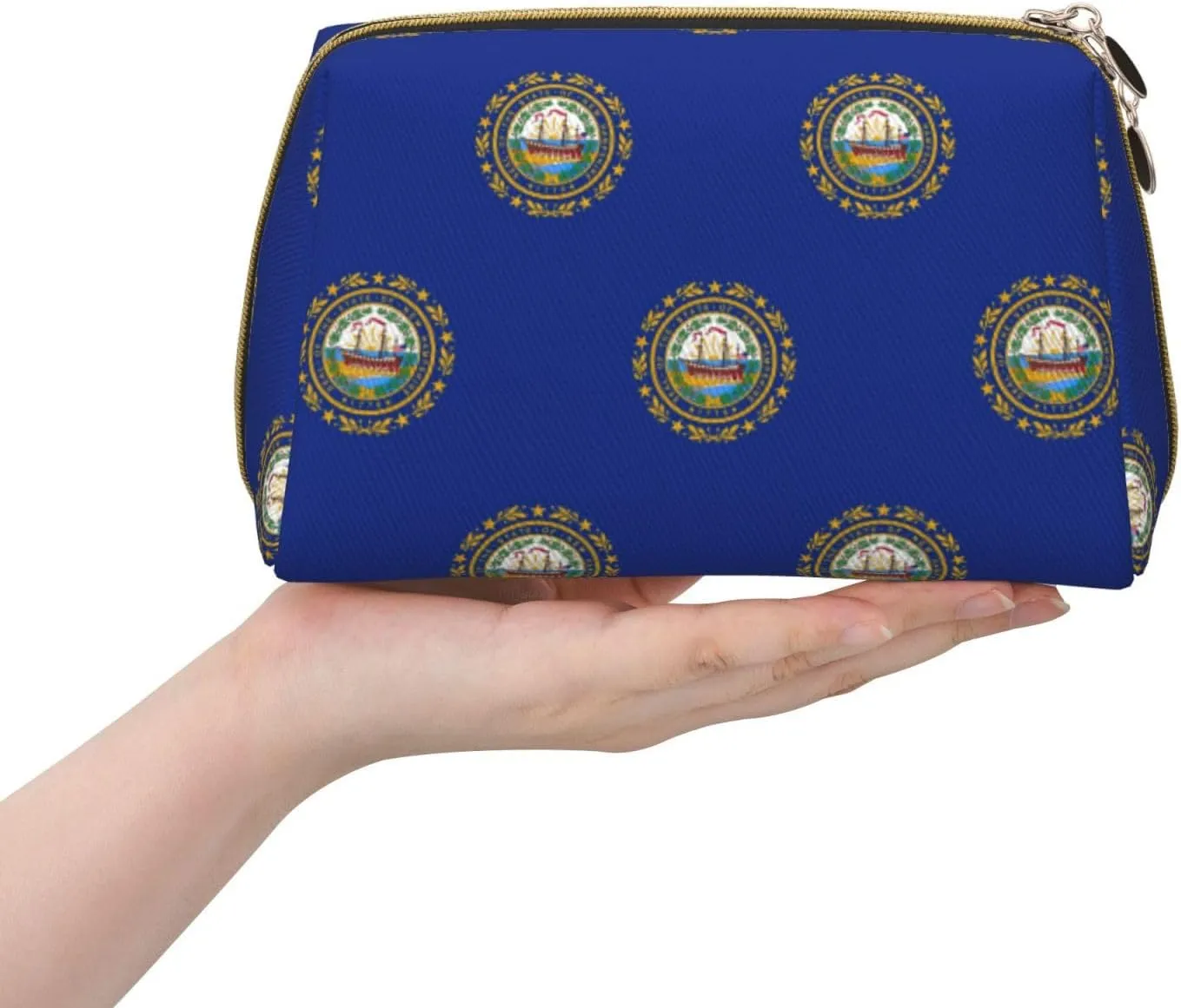 New Hampshire State Flag Toiletry Travel Bag, Portable Cosmetic Organizer For Women, On-The-Go
