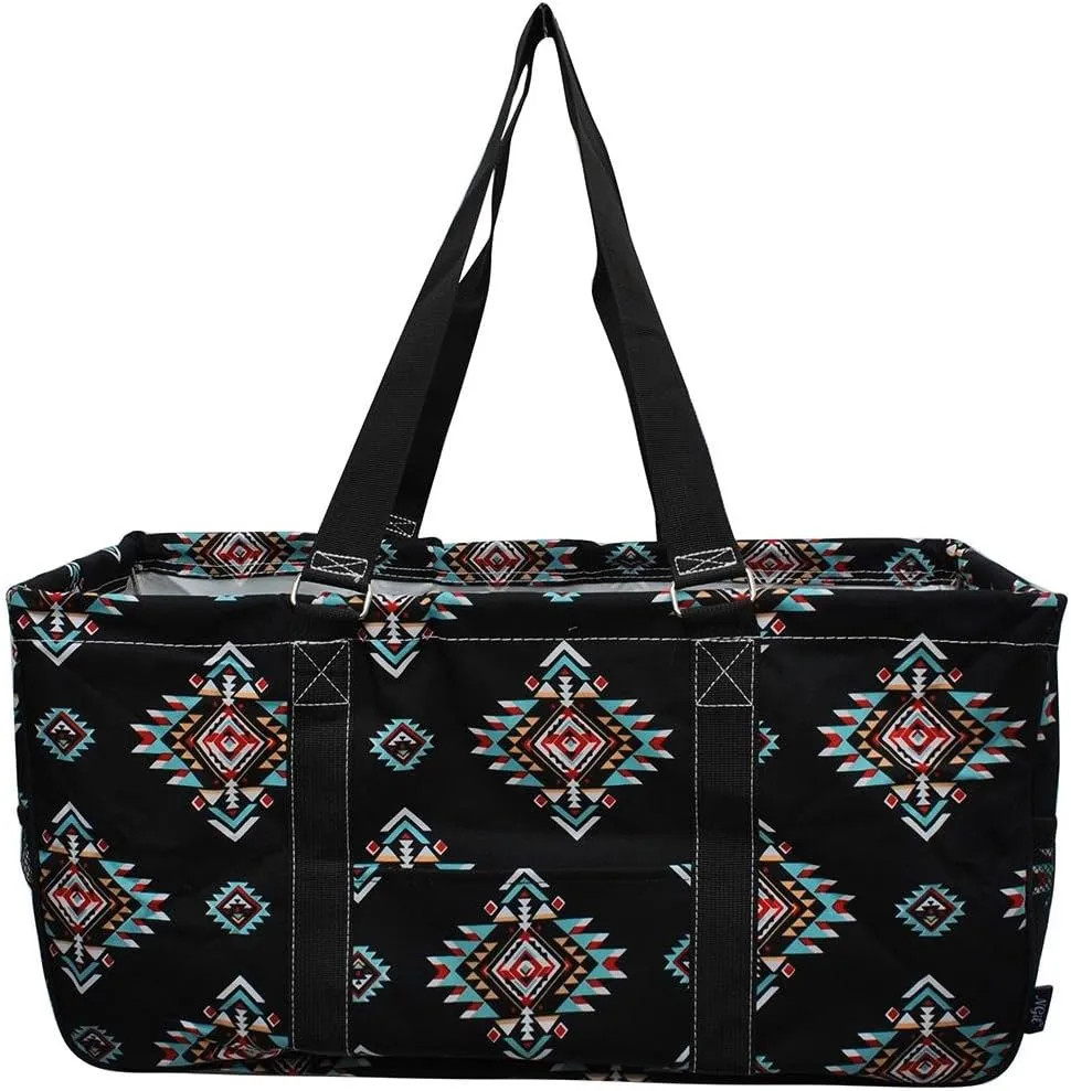 NGIL All Purpose Open Top 23" Classic Extra Large Utility Tote Bag Spring 2018 Collection (Southern Tribe Black), X-Large
