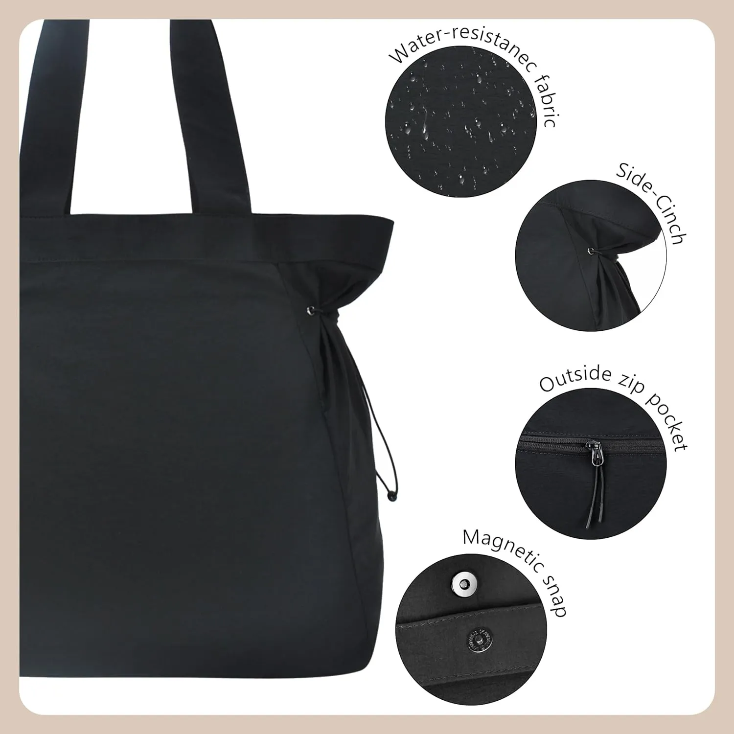 NGIL Side-Cinched Weekender Shopper Tote Bag, Large Yoga Tote Bag for Women, Shoulder Gym Tote, Nurse Essential for Work