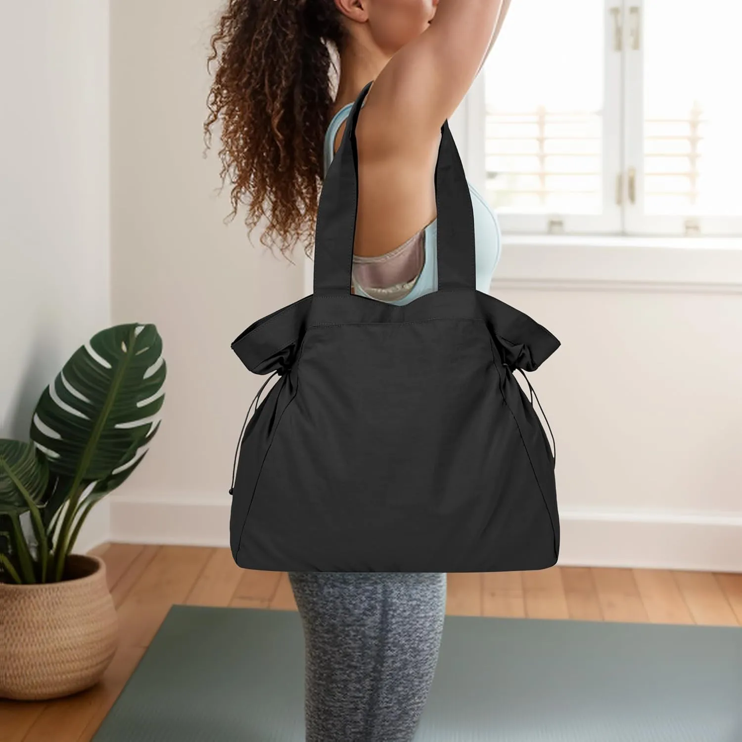 NGIL Side-Cinched Weekender Shopper Tote Bag, Large Yoga Tote Bag for Women, Shoulder Gym Tote, Nurse Essential for Work