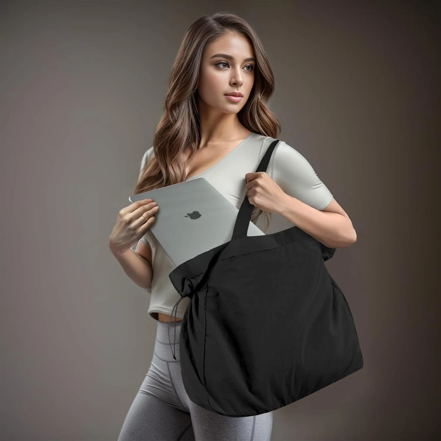 NGIL Side-Cinched Weekender Shopper Tote Bag, Large Yoga Tote Bag for Women, Shoulder Gym Tote, Nurse Essential for Work