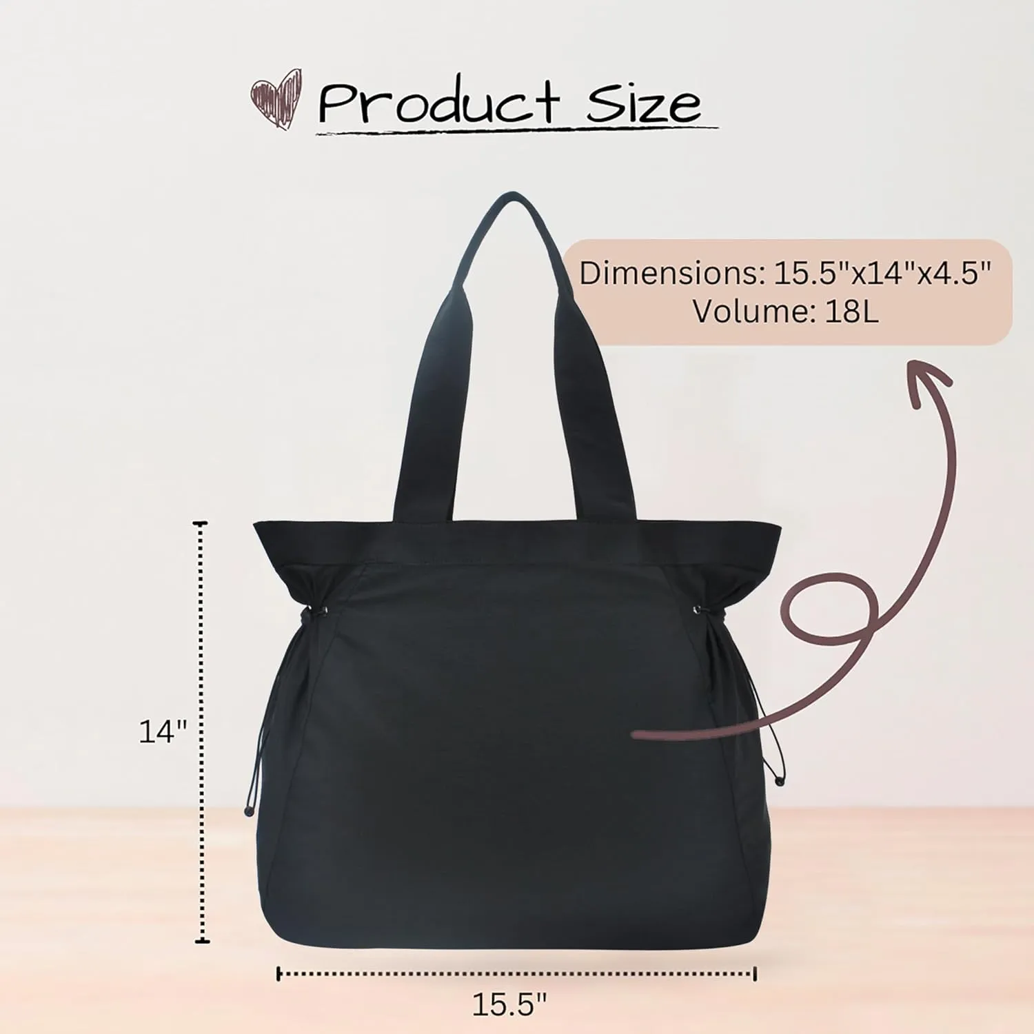 NGIL Side-Cinched Weekender Shopper Tote Bag, Large Yoga Tote Bag for Women, Shoulder Gym Tote, Nurse Essential for Work