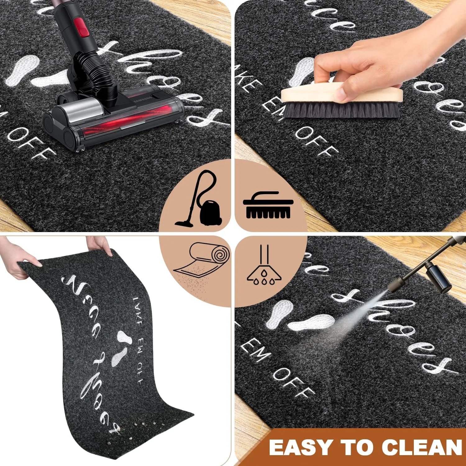 Nice Shoes Take Off Doormat Non Slip Outdoor Indoor Welcome Mat Super Absorb Mud Easy to Clean Front Door Home Mats for Entrance,Patio,High Traffic Areas Grey