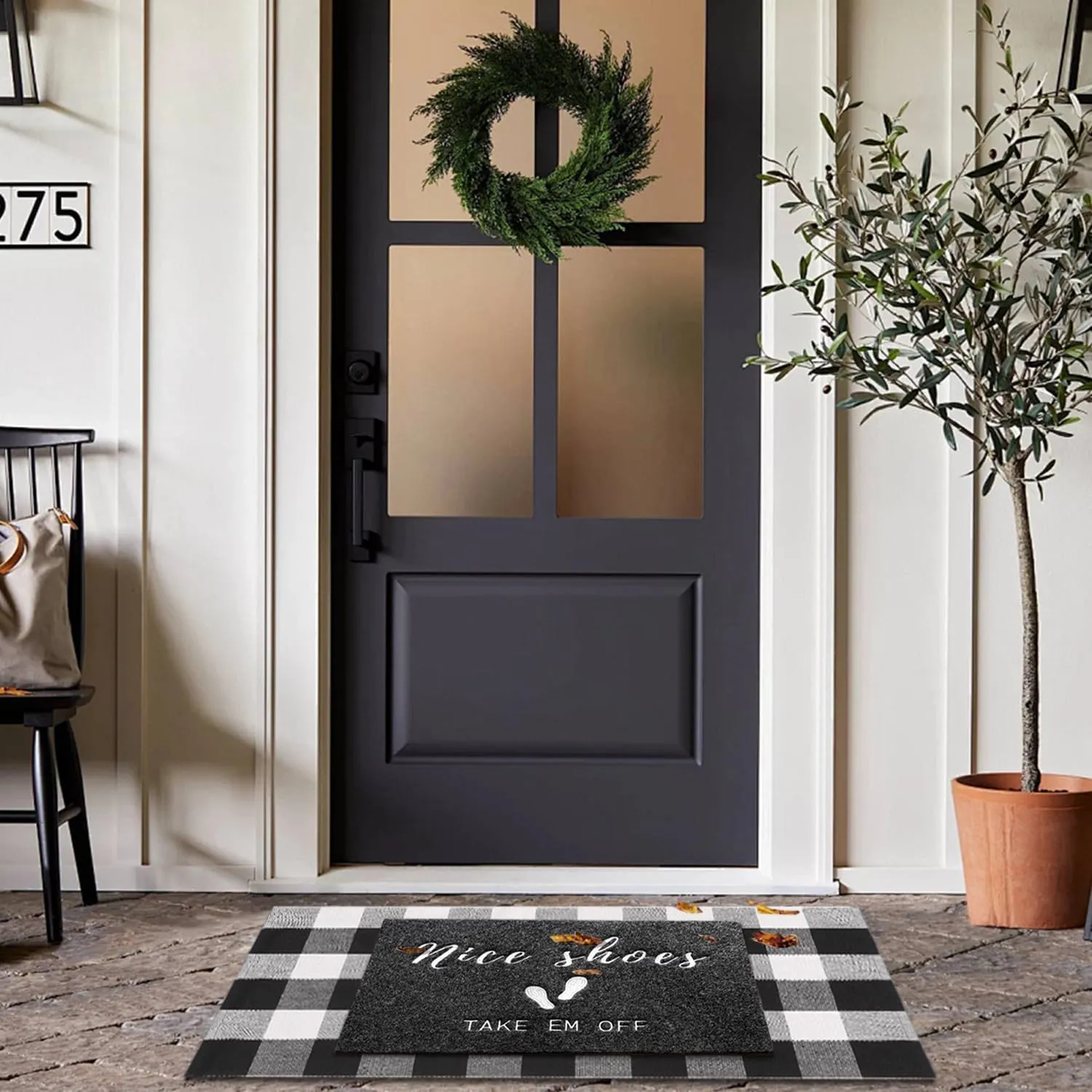 Nice Shoes Take Off Doormat Non Slip Outdoor Indoor Welcome Mat Super Absorb Mud Easy to Clean Front Door Home Mats for Entrance,Patio,High Traffic Areas Grey