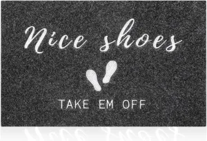 Nice Shoes Take Off Doormat Non Slip Outdoor Indoor Welcome Mat Super Absorb Mud Easy to Clean Front Door Home Mats for Entrance,Patio,High Traffic Areas Grey