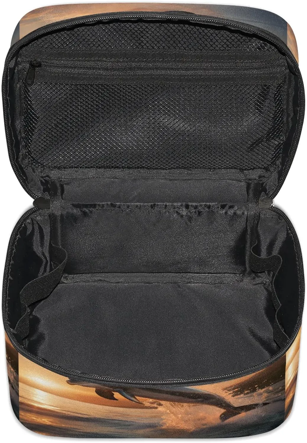 Ocean Dolphin Travel Toiletry Bag Large Capacity Makeup Case Organizer with Handle Cosmetic Case for Women Girls