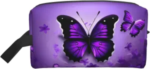 Ogniwo Lovely Purple Butterflys Toiletry Bag, Makeup Cosmetic Bag, Travel Bag For Toiletries, Storage Bag With Zipper