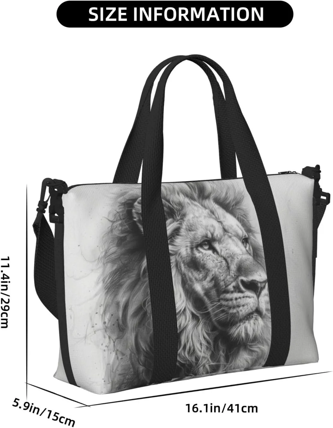 old lion print Travel Duffel Bag, Sports Tote Gym Bag, Swim Pool Bag Large Shoulder Tote Bag for Beach Weekender