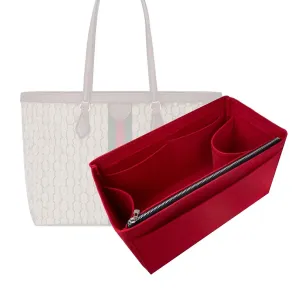 Ophidia GG Medium Tote Bag Organizer, Ophidia GG Large Tote Bag Organizer, Handmade 3mm Premium Felt Snug Sturdy Gold Zipper (For Ophidia Large Size, Red)