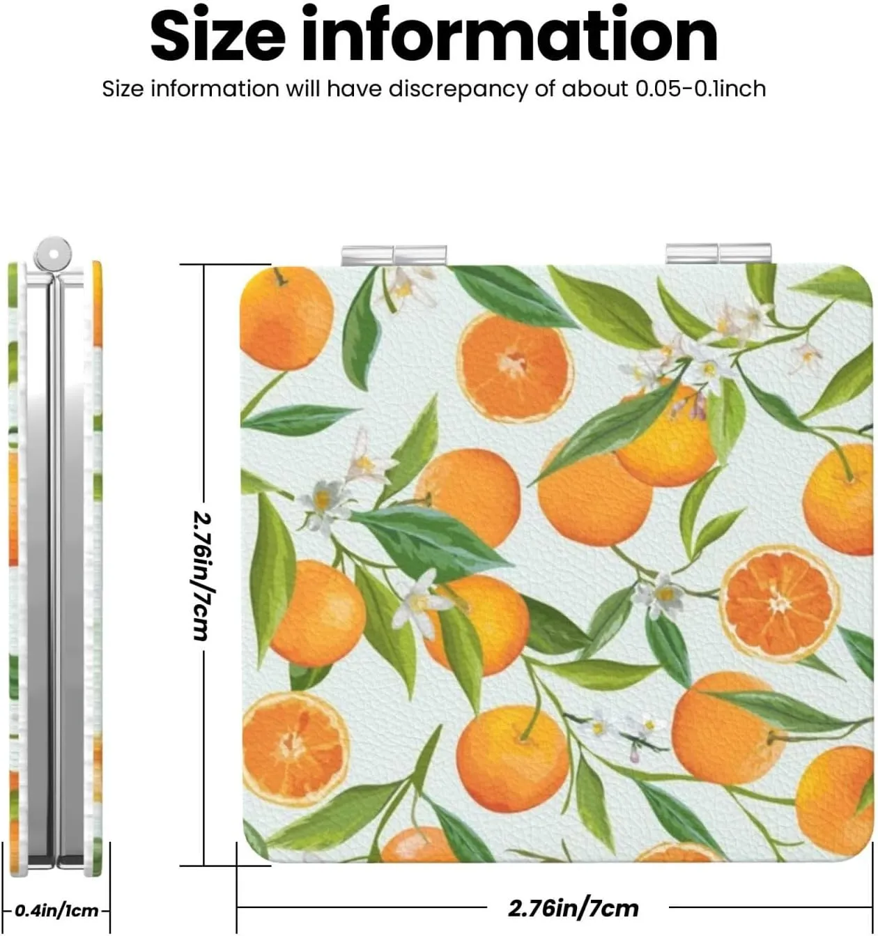 Orange Fruits Flowers Small Makeup Mirror Portable Travel Cosmetic Mirror Folding Small Pocket Mirror