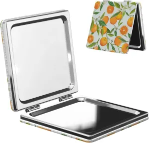 Orange Fruits Flowers Small Makeup Mirror Portable Travel Cosmetic Mirror Folding Small Pocket Mirror