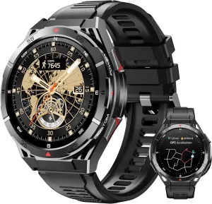 OUKITEL Smart Watch for Men GPS Watch, 1.43" AMOLED Display, 5ATM Waterproof Military Watch, 150  Sport Modes, Fitness Activity Tracke with Compass Pedometer Sleep Monitor Heart Rate, for Android iOS