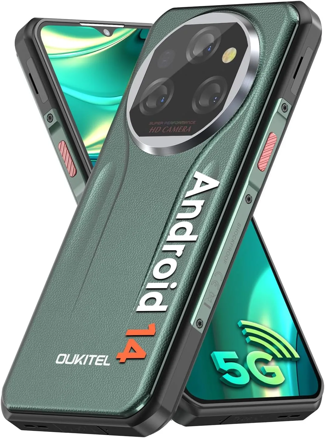 OUKITEL WP39 Rugged Phone 5G, 24GB 256GB Cell Phone, 6.6" FHD  Android 14 Phones, 11000mAh Battery Rugged Smartphone Unlocked, 64MP Camera, 15MM Ultra Thin/Dimensity 6100 /5G Dual SIM/NFC/GPS/T-Mobile