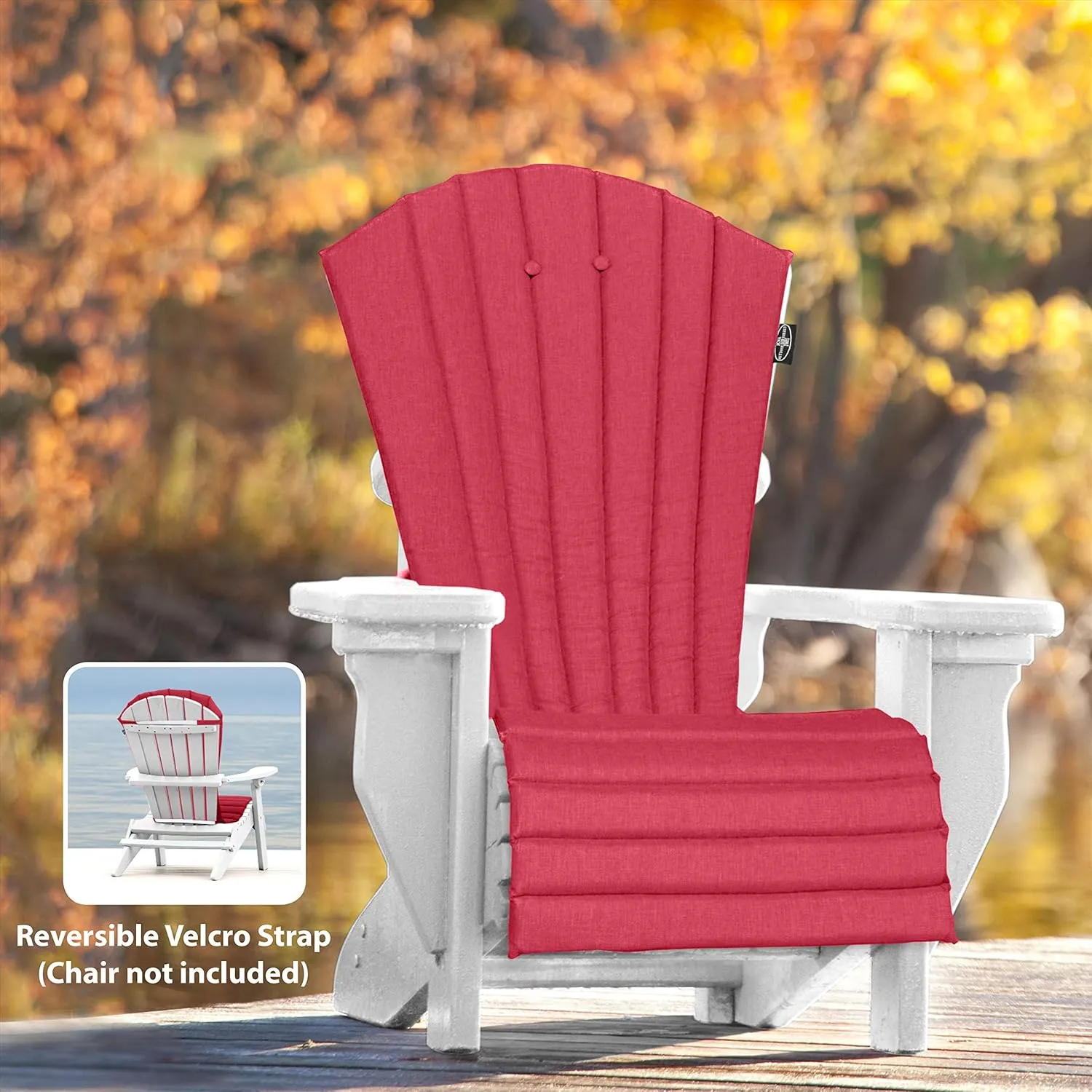Outdoor All-Weather Patio Chair seat Cushion , Quick Drying Olefin Fabric - Adirondack Chair Cushion for Your Chair-Chair not Included (Haute red)