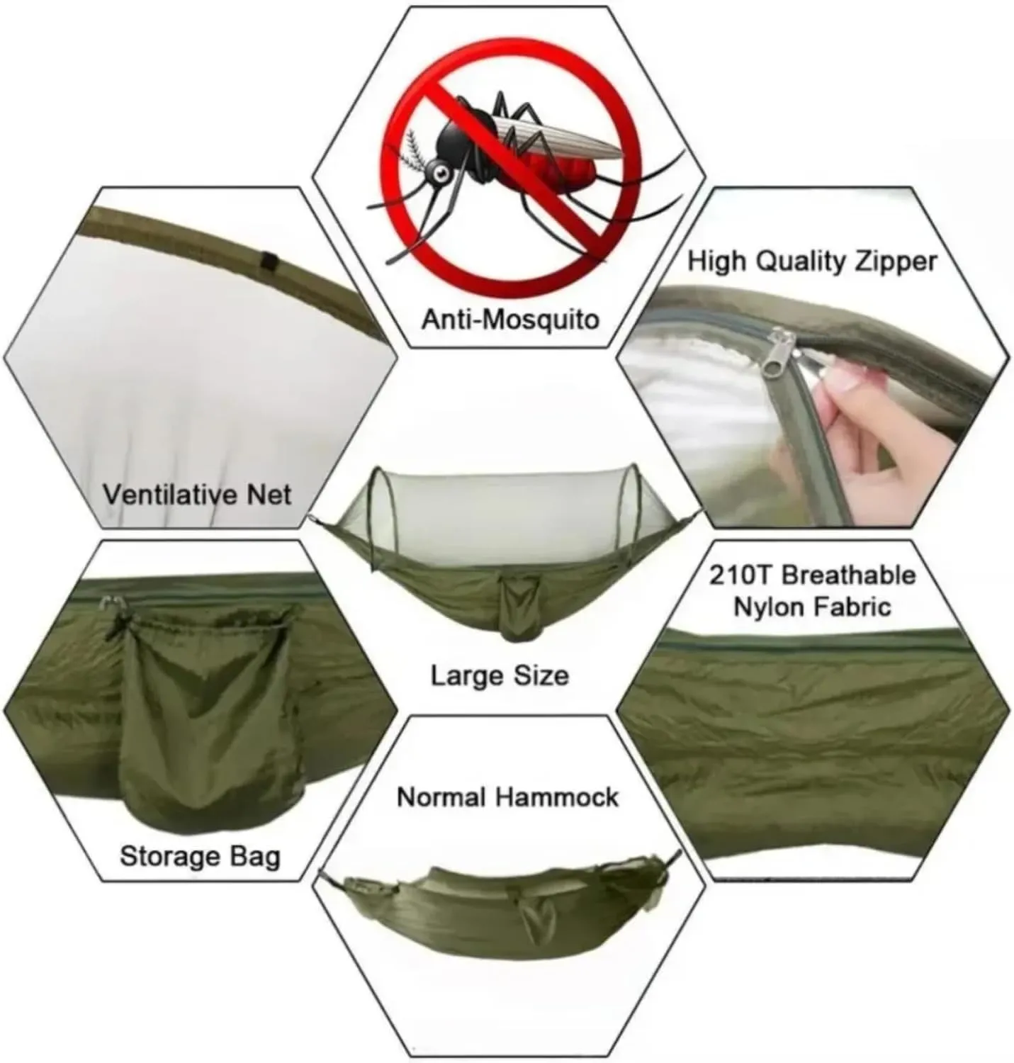Outdoor Camping Hammock with Mosquito Net Lightweight Hanging Hammocks High Strength Parachute Fabric Hanging Bed Net 250x120cm