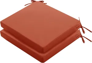 Outdoor Chair Cushions Set of 2: Waterproof & Fade Resistant Seat Cushion for Patio Furniture - 18.5 x 16 x 2 Inch Chair Pads with Ties and Hidden Zipper - Patio Chair Cushion Replacement, Rust