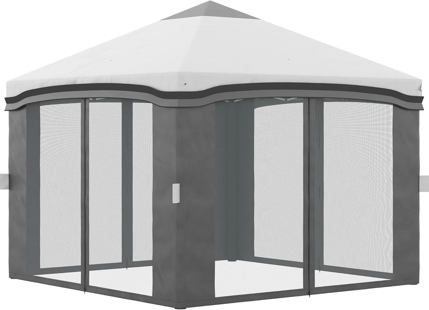 Outsunny 10' x 10' Pop Up Canopy Tent with Netting, Instant Tents for Parties, Height Adjustable, with Wheeled Carry Bag and 4 Sand Bags for Outdoor, Garden, Patio, Gray