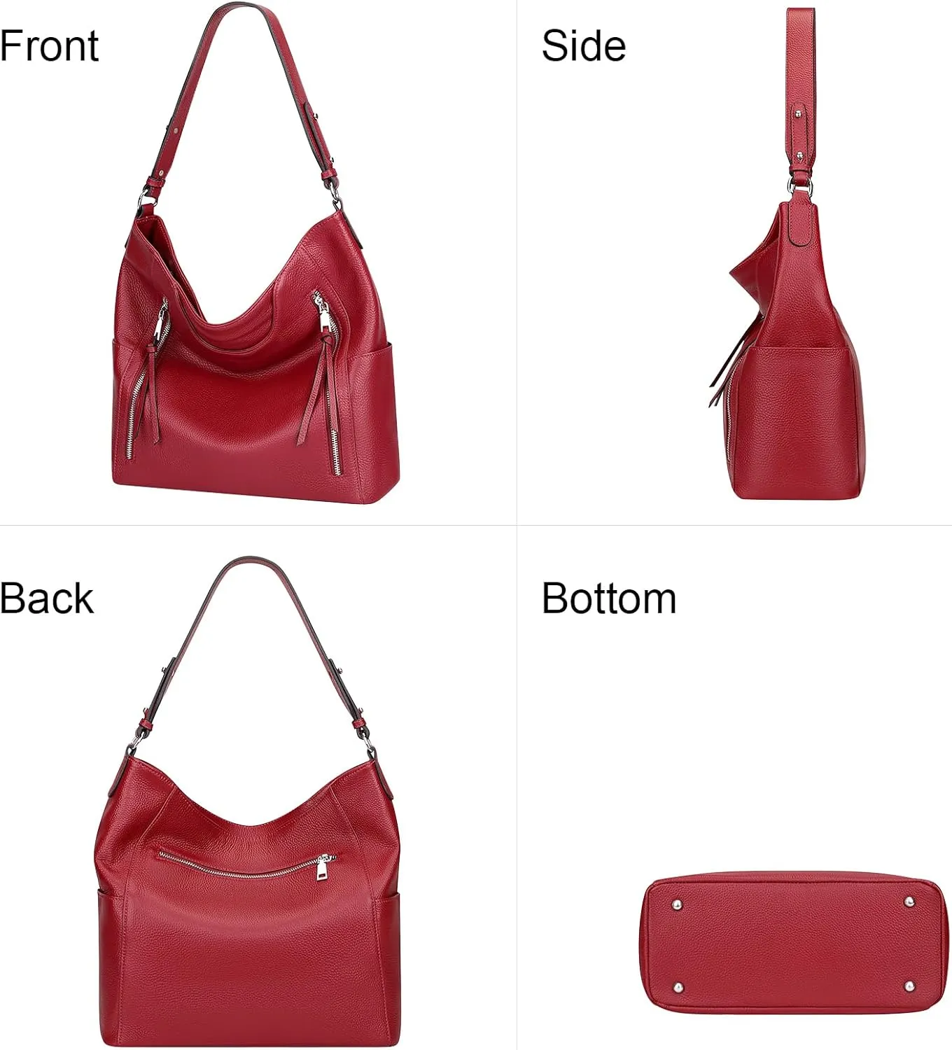 Over Earth Genuine Leather Hobo Bags for Women Soft Purses and Handbag Ladies Casual Shoulder Bag