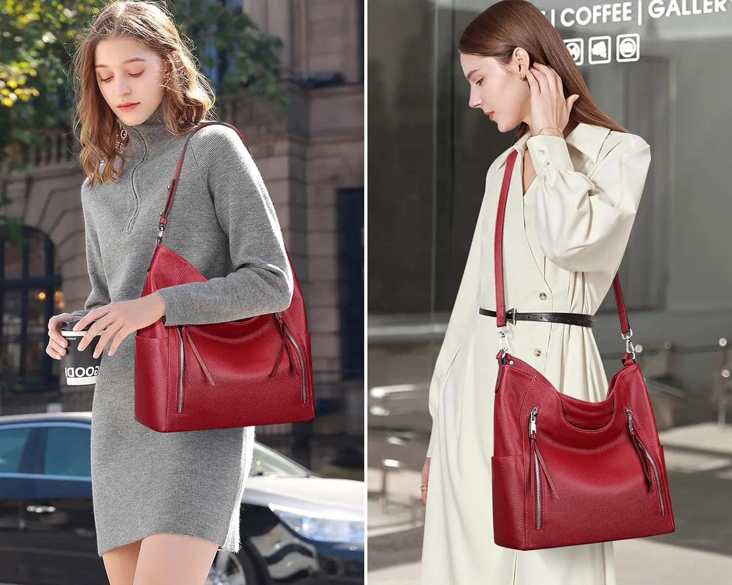 Over Earth Genuine Leather Hobo Bags for Women Soft Purses and Handbag Ladies Casual Shoulder Bag