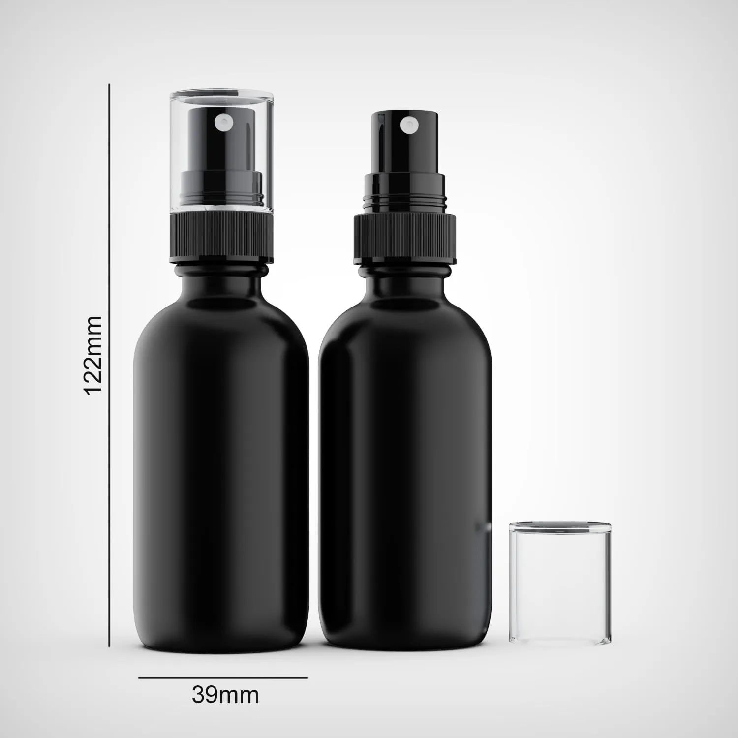 Pack of 12 Black Coated Glass Spray Bottle, 2 oz, Reusable Refillable Cosmetic Mist Bottle For Skincare,Haircare,Essential Oil, 60ml Fine Mist Sprayer (Black, 2oz (12pcs))