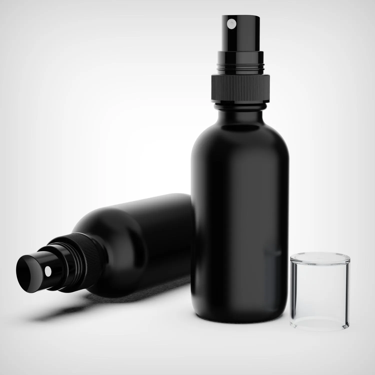 Pack of 12 Black Coated Glass Spray Bottle, 2 oz, Reusable Refillable Cosmetic Mist Bottle For Skincare,Haircare,Essential Oil, 60ml Fine Mist Sprayer (Black, 2oz (12pcs))