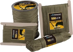 Paracord 550 lb, 7 Strand Type III Paracord Rope 1000ft 4mm, High Strength Nylon Parachute Cord for Camping, Survival, Tactical and Hiking, Army Green