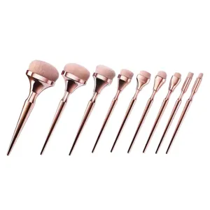 PartyKindom 9pcs Makeup Brushes Set Cosmetic Brushes for Women Professional Makeup Kit Loose Powder Beauty Supply