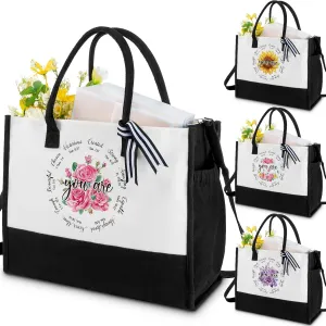 Paterr 4 Pcs Christian Tote Bags for Women Religious Bible Canvas Tote Bags with Shoulder Strap Christian Gifts for Women Inspirational Scripture Gifts for Mother's Day Mom Grandma Wife Friends