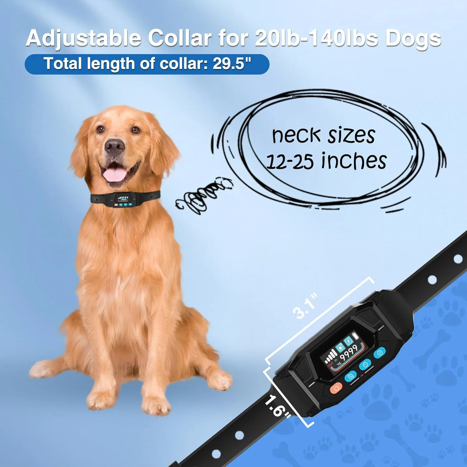 PATPET Wireless Dog Fence GPS Dog Collar Fence System - Electric Fence for Dogs with Open Area/Outdoor, Adjustable 33-9999 Yd Radius, (No) Shock Modes, Use for Medium/Large Dogs Not for Small Dogs