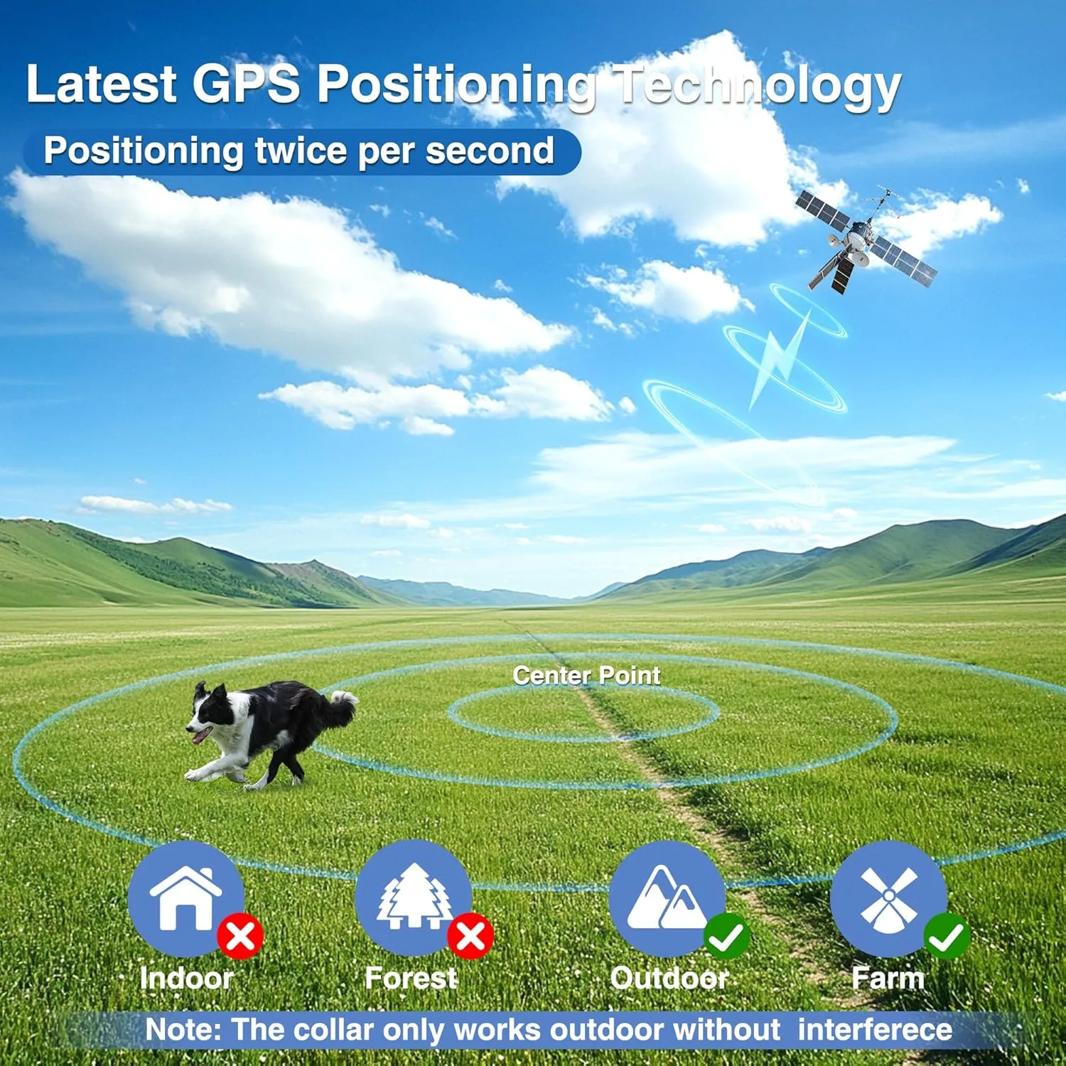 PATPET Wireless Dog Fence GPS Dog Collar Fence System - Electric Fence for Dogs with Open Area/Outdoor, Adjustable 33-9999 Yd Radius, (No) Shock Modes, Use for Medium/Large Dogs Not for Small Dogs