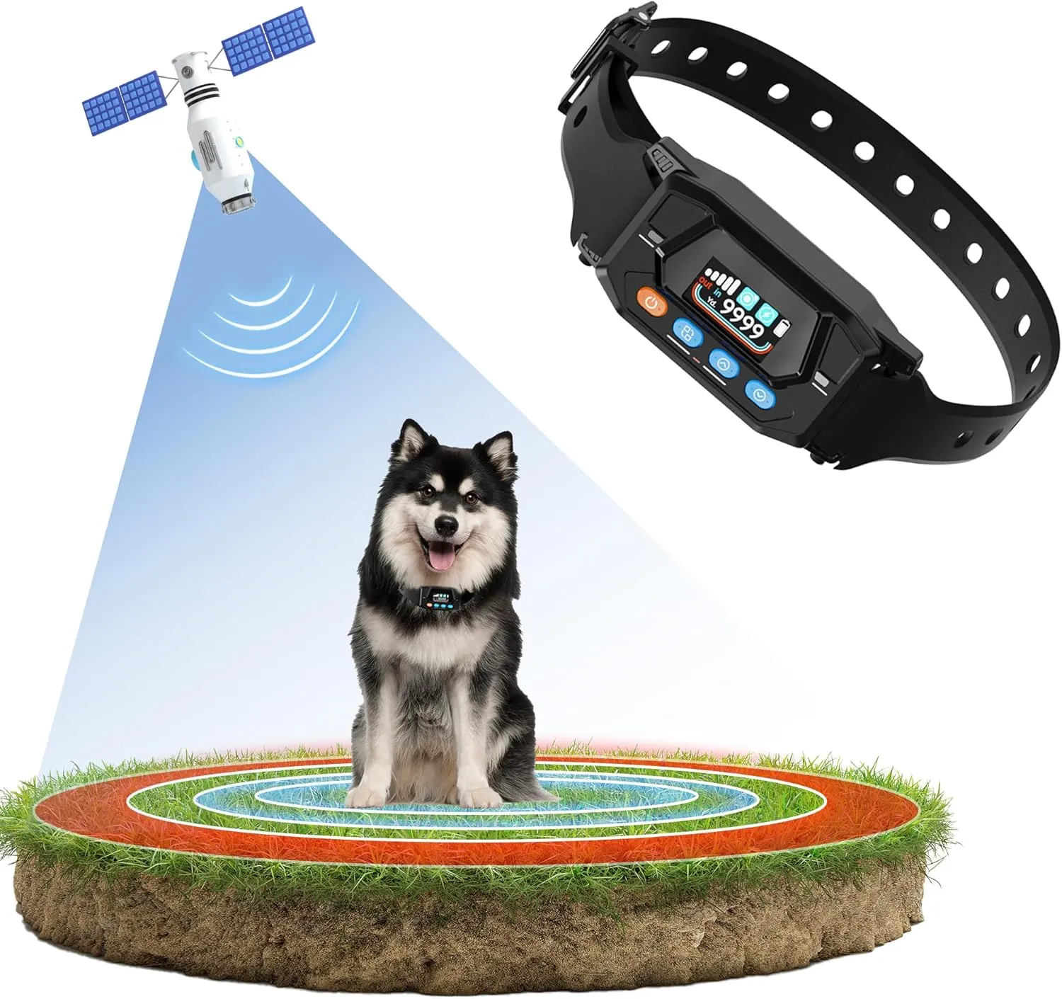 PATPET Wireless Dog Fence GPS Dog Collar Fence System - Electric Fence for Dogs with Open Area/Outdoor, Adjustable 33-9999 Yd Radius, (No) Shock Modes, Use for Medium/Large Dogs Not for Small Dogs