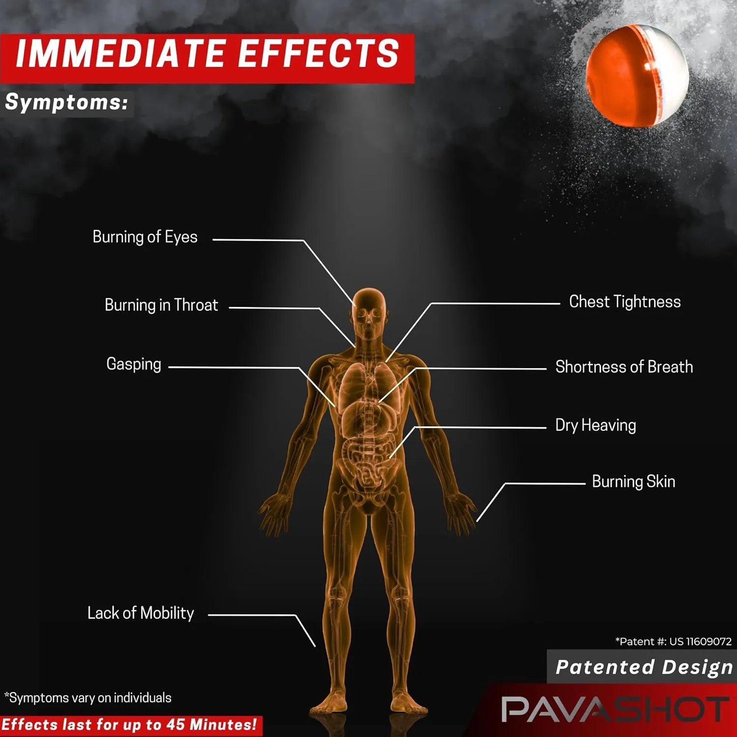 PavaBall - Police Grade Pepper Projectiles, Powerful Non Lethal Self Defense .68 Caliber PAVA & Capsaicin Powder, 10 Count Pepper Balls