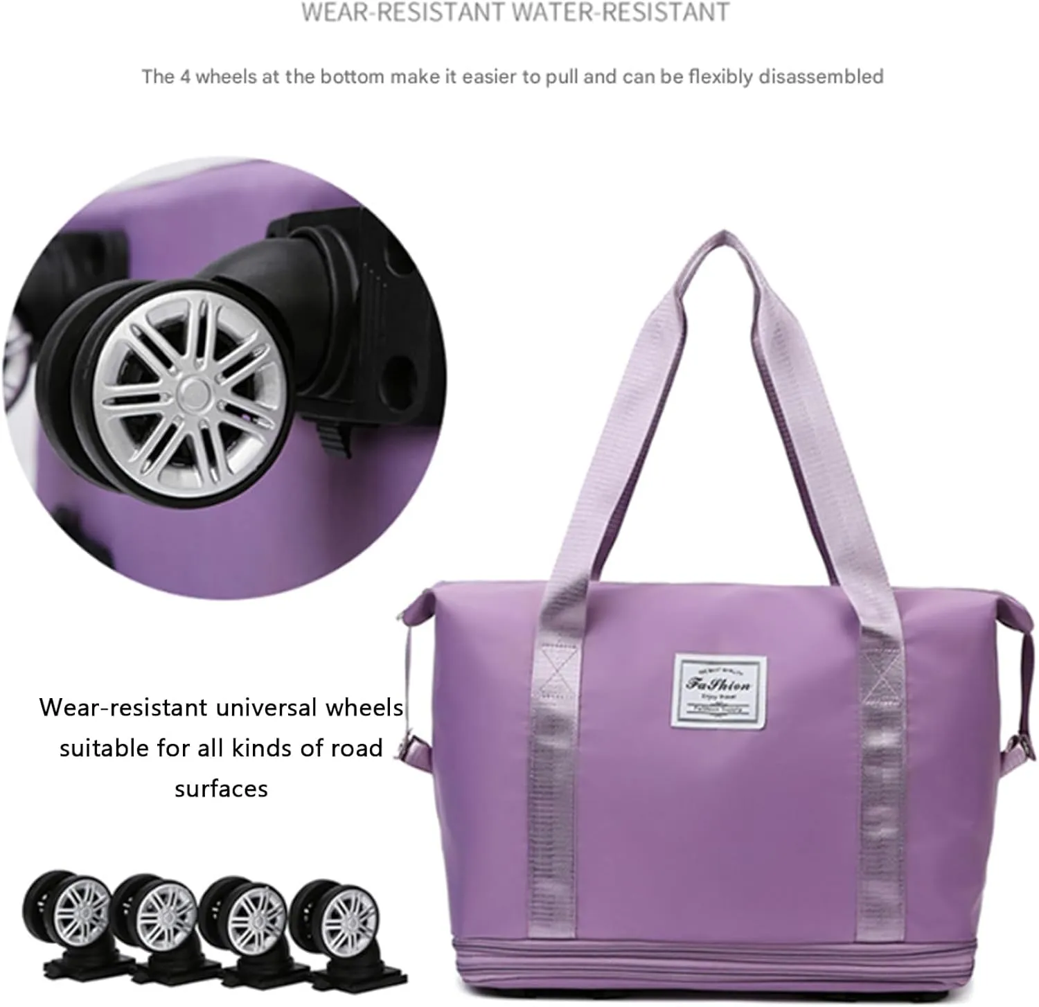 Pepepo Travel Bag with Wheels, 36/55L Klarson Expandable Bag with Wheels, 2025 New Large Capacity Travel Bag - Universal Wheel Removable, Expandable Foldable Duffle Bags (Gray)