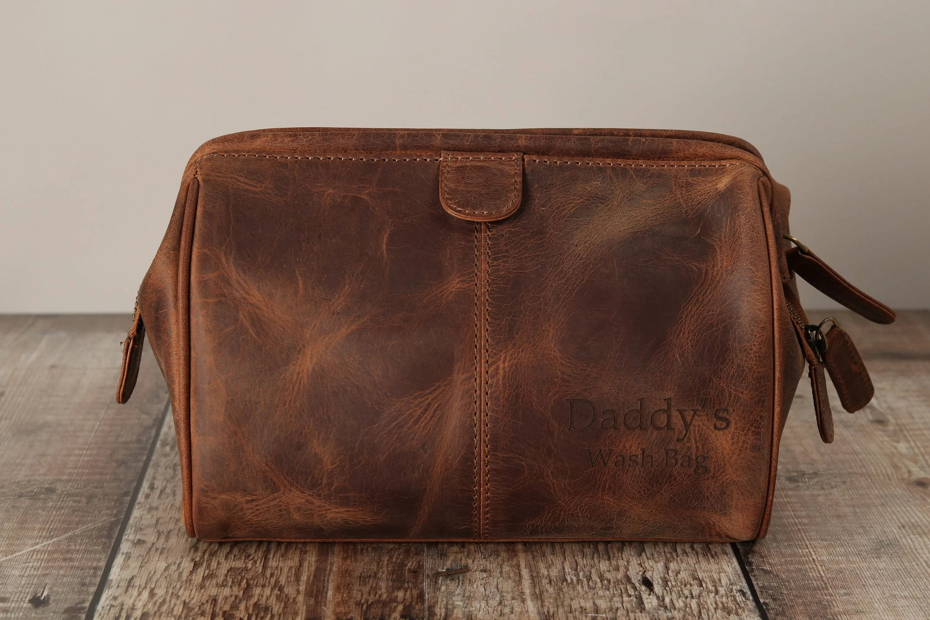 Personalised Engraved Genuine Leather Toiletry Bag,Personalized Brown Leather Wash bag, Valentine's Day, Gift For Dad,Him, Custom Usher Gift