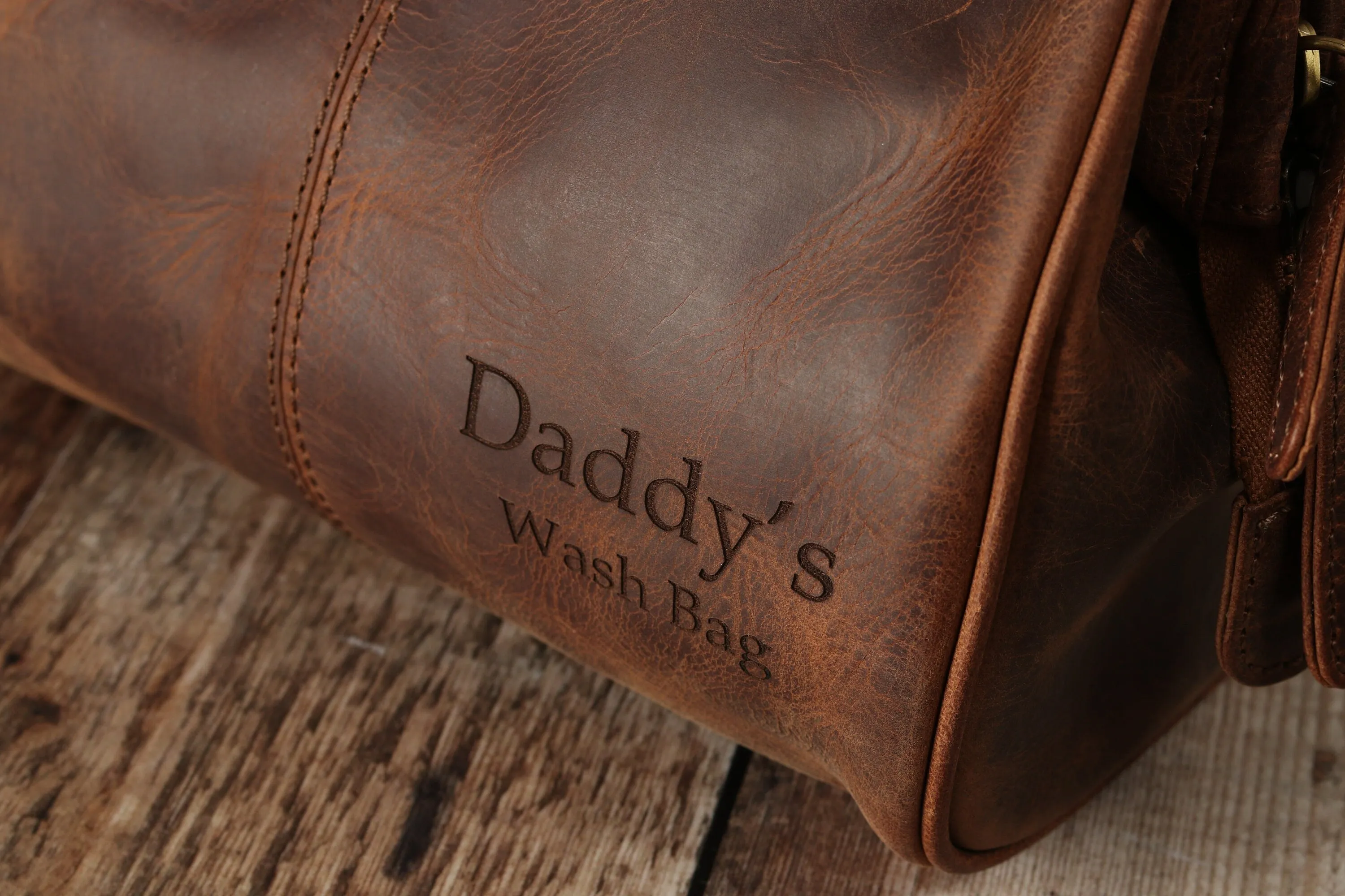 Personalised Engraved Genuine Leather Toiletry Bag,Personalized Brown Leather Wash bag, Valentine's Day, Gift For Dad,Him, Custom Usher Gift