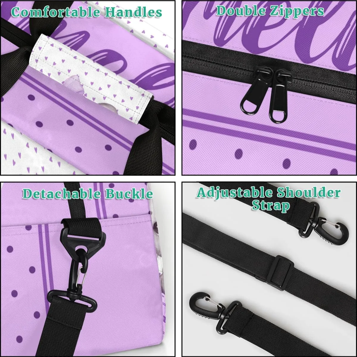 Personalized Name Sports Duffel Bag for Women Men, Custom Purple Elephant Travel Gym Bags Overnight Weekender Bag, Birthday Gifts