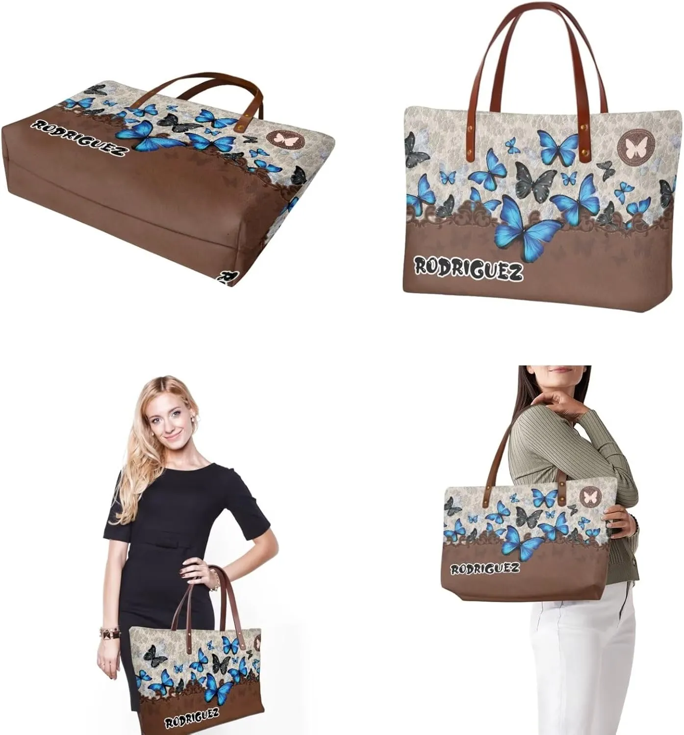 Personalized Purse 3 Pcs Custom Purse and Wallet Set with Makeup Bag Customized Tote Bag with Name for Women