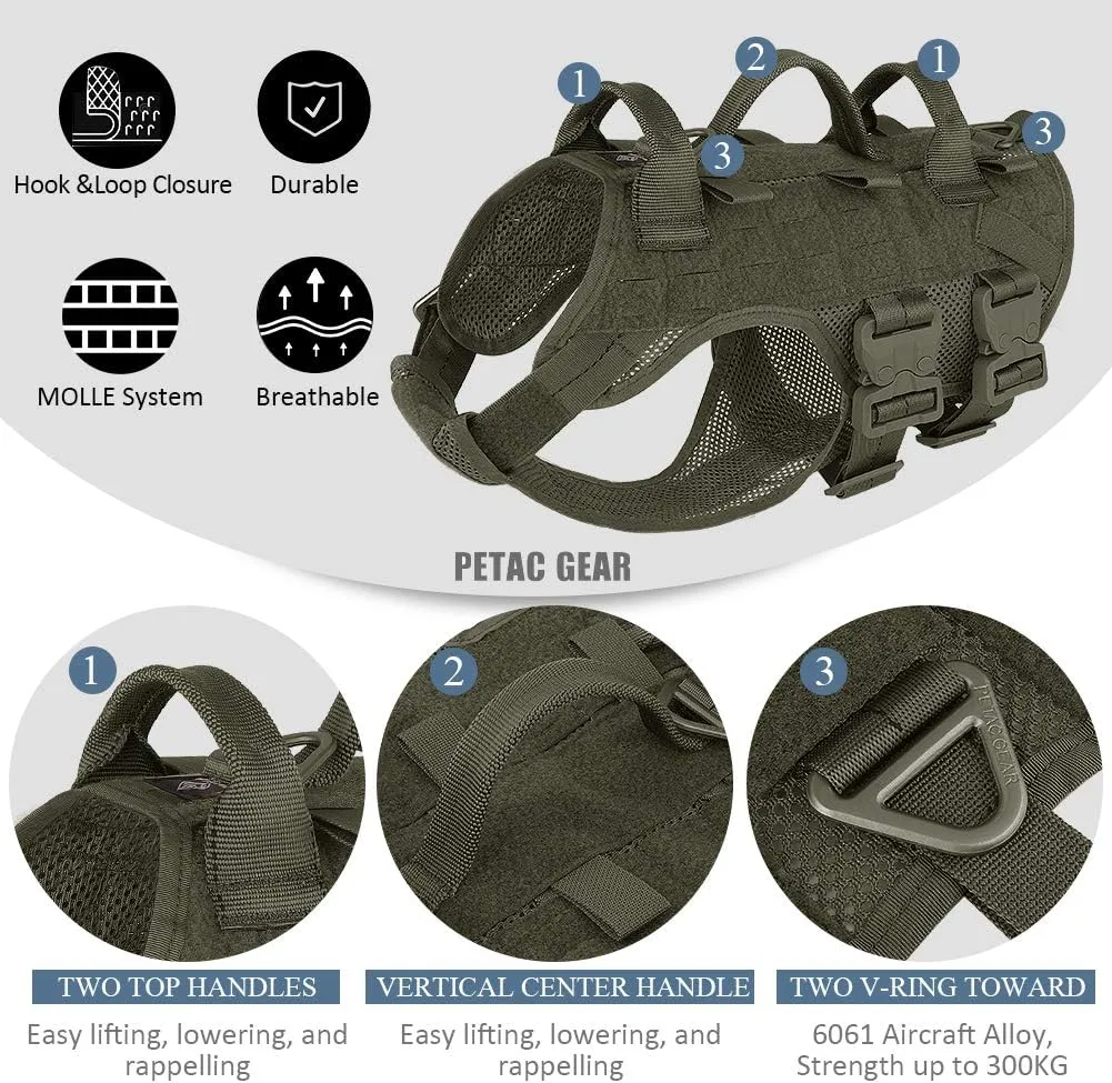 PETAC GEAR Tactical Dog Harness No Pull for Large Working Dogs Military Dogs Vest Police Service Training Dogs Molle Harnesses with Handle … …