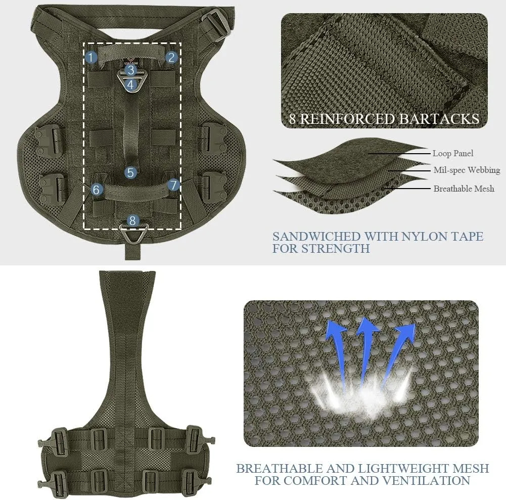 PETAC GEAR Tactical Dog Harness No Pull for Large Working Dogs Military Dogs Vest Police Service Training Dogs Molle Harnesses with Handle … …