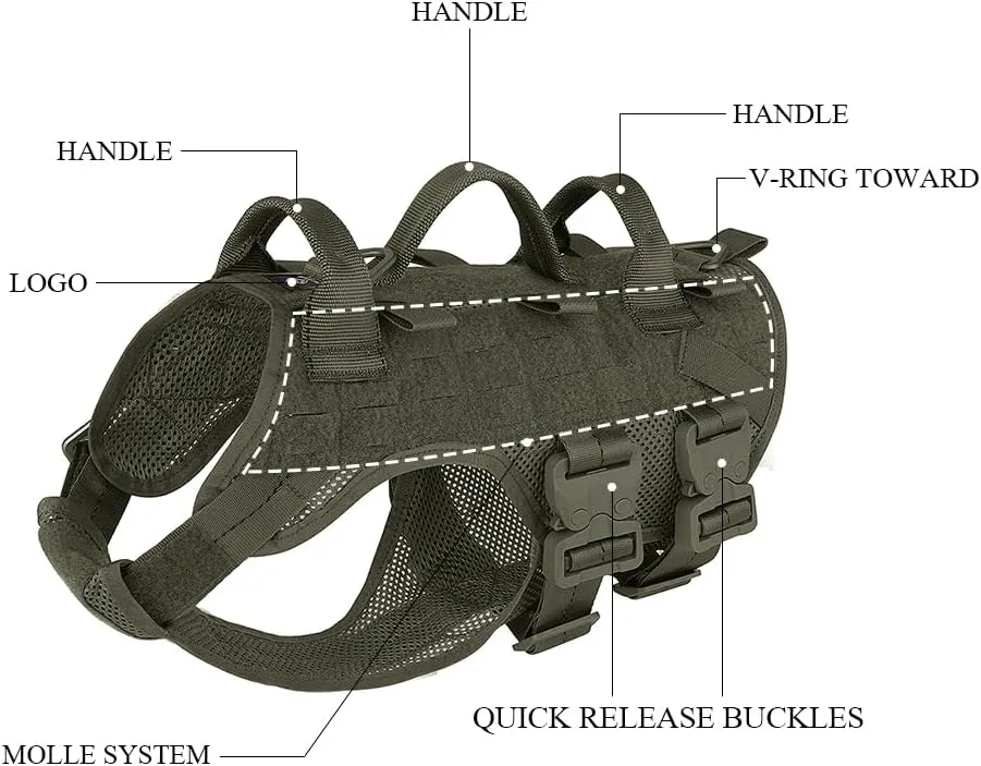 PETAC GEAR Tactical Dog Harness No Pull for Large Working Dogs Military Dogs Vest Police Service Training Dogs Molle Harnesses with Handle … …