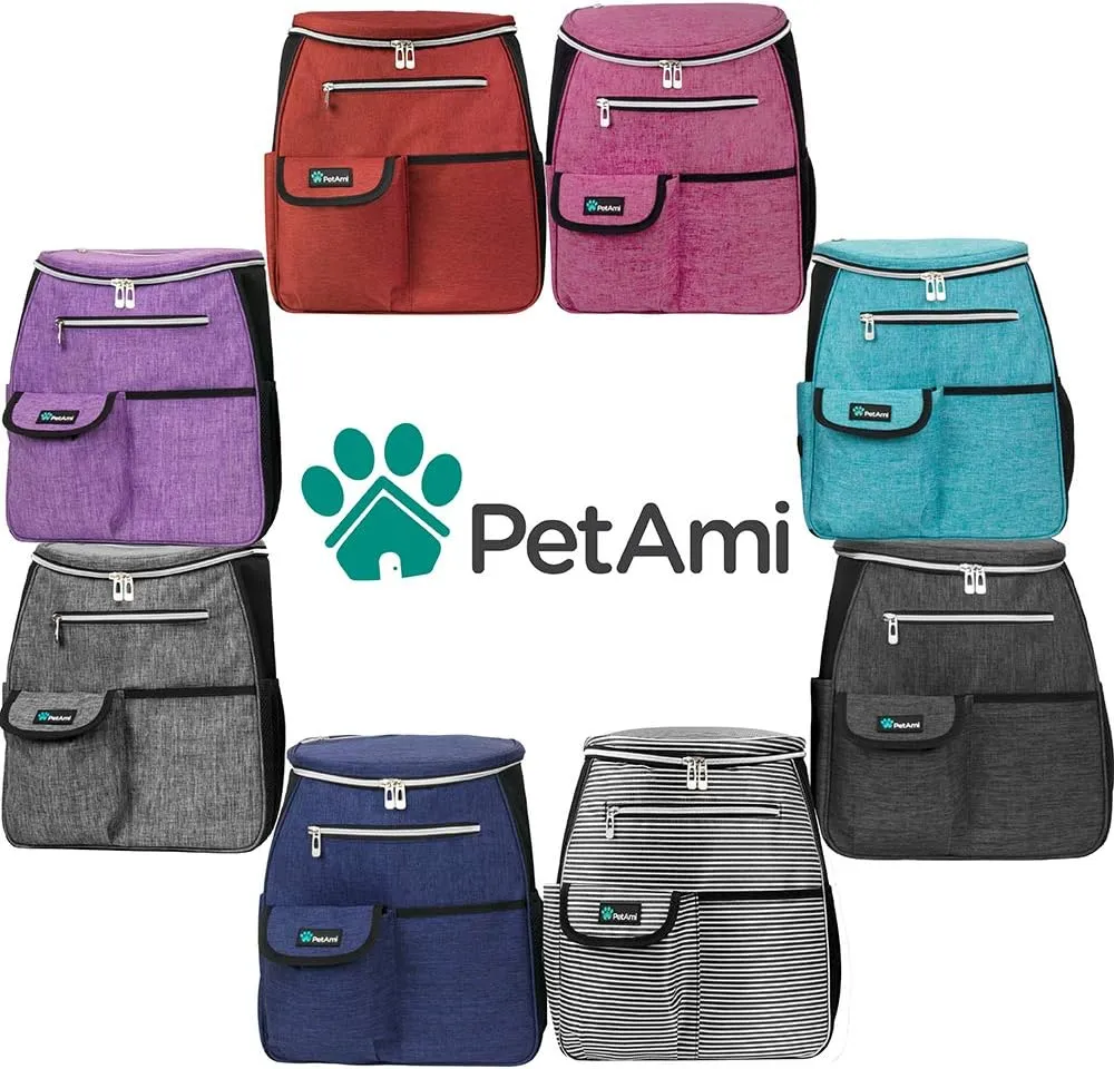 PetAmi Dog Travel Bag Backpack, Airline Approved Dog Bags for Traveling, Puppy Diaper Bag Supplies, Pet Camping Essentials Hiking Accessories Dog Mom Gift, Food Container, Collapsible Bowls, Red
